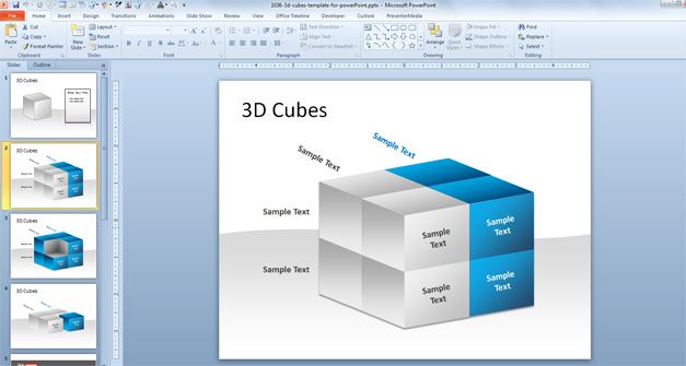3D Cubes Template For PowerPoint