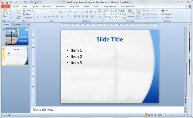 Powerpoint Design Template Free Wind
