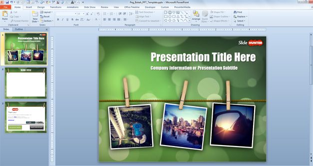 Free Peg Bokeh Powerpoint Template Free Powerpoint Templates Slidehunter Com Powerpoint 2010 Photo Album Template
