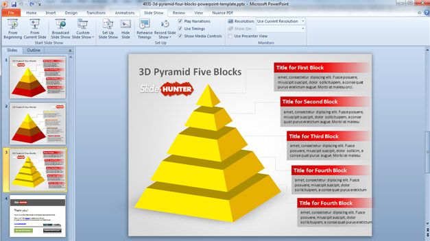 Free 3d Pyramid Four Blocks PowerPoint Template - Free PowerPoint ...