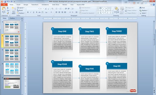 Free Business Development Process Powerpoint Template With Textboxes