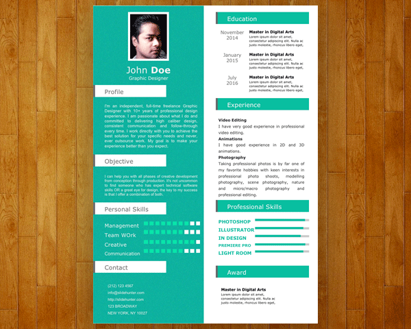 free single slide resume template for powerpoint