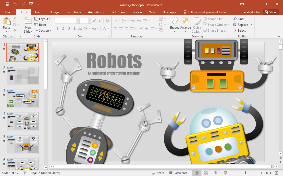 Animated Robots PowerPoint Template