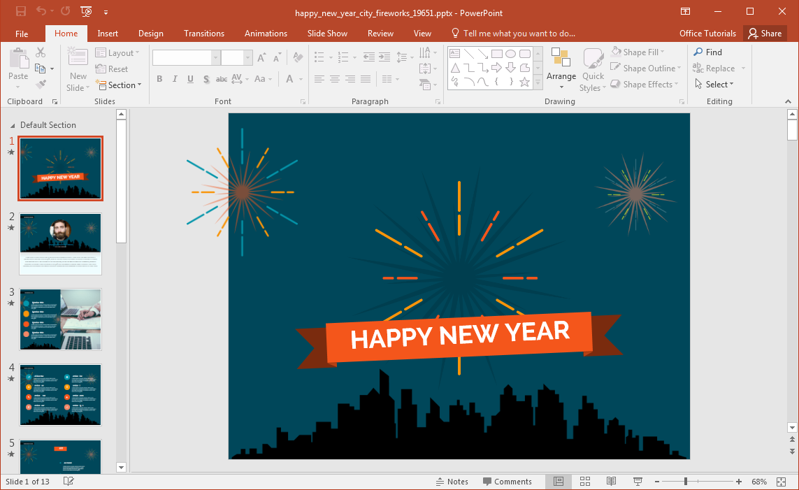 New Year Fireworks PowerPoint Template