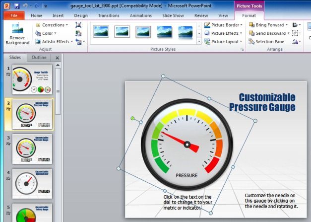 Gauge ToolKit Provides Animated Gauges For PowerPoint Presentations