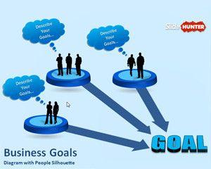 Business Goals Diagram Template for PowerPoint With People Silhouette