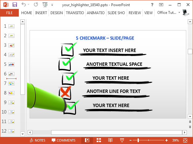 Как выделить текст в презентации powerpoint маркером