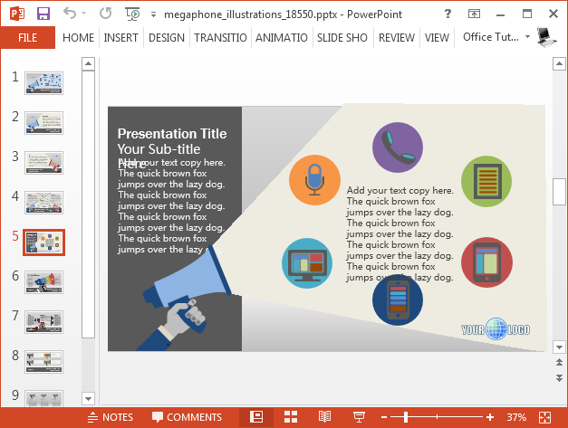 Animated Loudspeaker PowerPoint Template