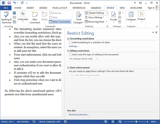 How To Lock Editing For MS Word Documents