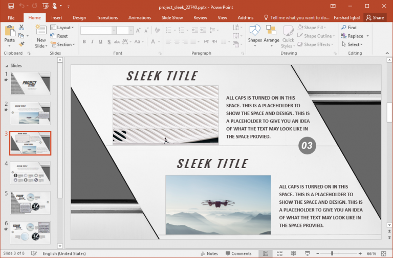 Project sleek presentation template for powerpoint