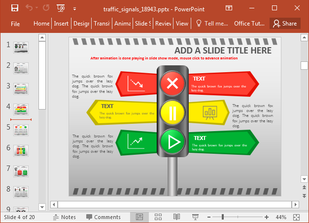 Animated Traffic Signal Template For PowerPoint