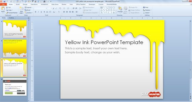 Free Yellow Ink PowerPoint Template Free PowerPoint Templates 