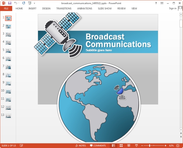 animated broadcast communications template for powerpoint
