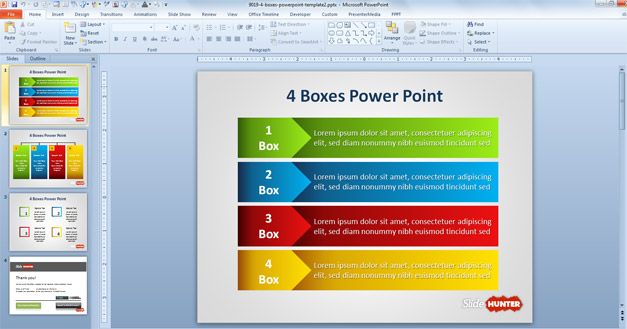  Four  Box  PowerPoint Template  for Lineal Process