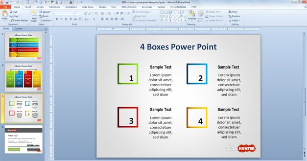  Four  Box PowerPoint Template  for Lineal Process