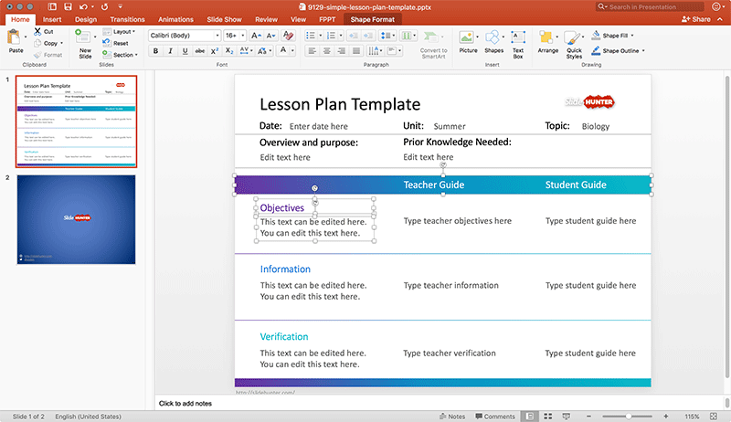 Free Simple Lesson Plan Template For PowerPoint Free PowerPoint 