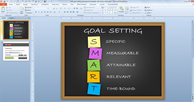 Free Goal Setting Powerpoint Template With Sticky Notes Free Powerpoint Templates Slidehunter Com