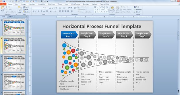 horizontal process funnel template powerpoint