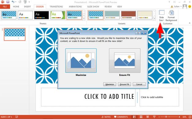 change size of a powerpoint slide