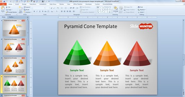 Free Pyramid Cone PowerPoint Shapes Template - Free PowerPoint ...