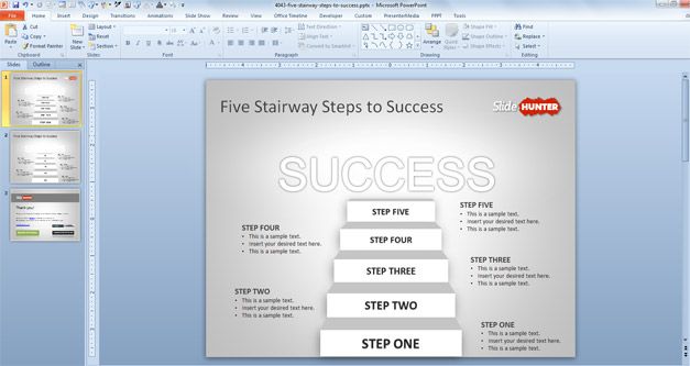 Five Stairway to Success PowerPoint Template